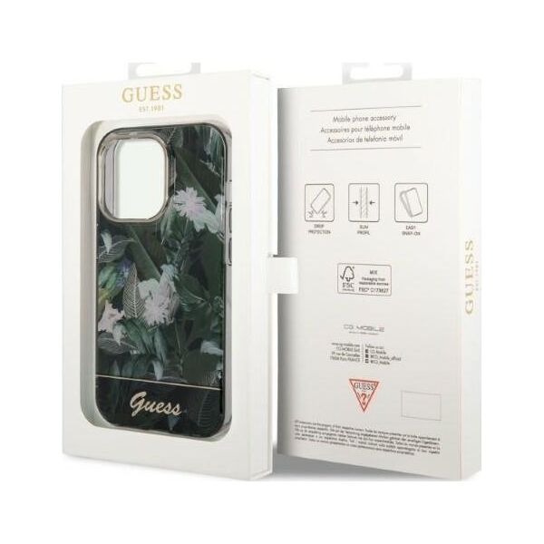 Guess Etui Guess GUHCP14LHGJGHA Apple iPhone 14 Pro zielony/green hardcase Jungle Collection