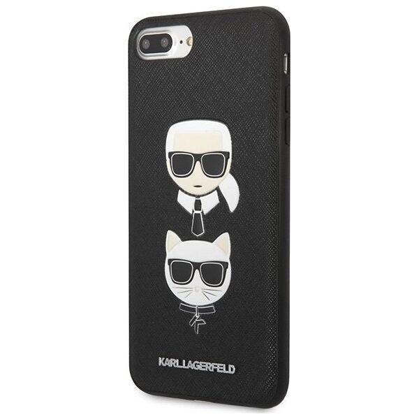 Karl Lagerfeld Etui Karl Lagerfeld KLHCI8LSAKICKCBK Apple iPhone 8/7 Plus czarny/black hardcase Saffiano Ikonik Karl&Choupette Head