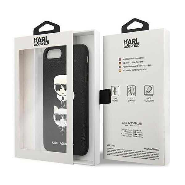 Karl Lagerfeld Etui Karl Lagerfeld KLHCI8LSAKICKCBK Apple iPhone 8/7 Plus czarny/black hardcase Saffiano Ikonik Karl&Choupette Head