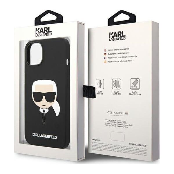Karl Lagerfeld Etui Karl Lagerfeld KLHMP14MSLKHBK Apple iPhone 14 Plus hardcase czarny/black Silicone Karl`s Head Magsafe