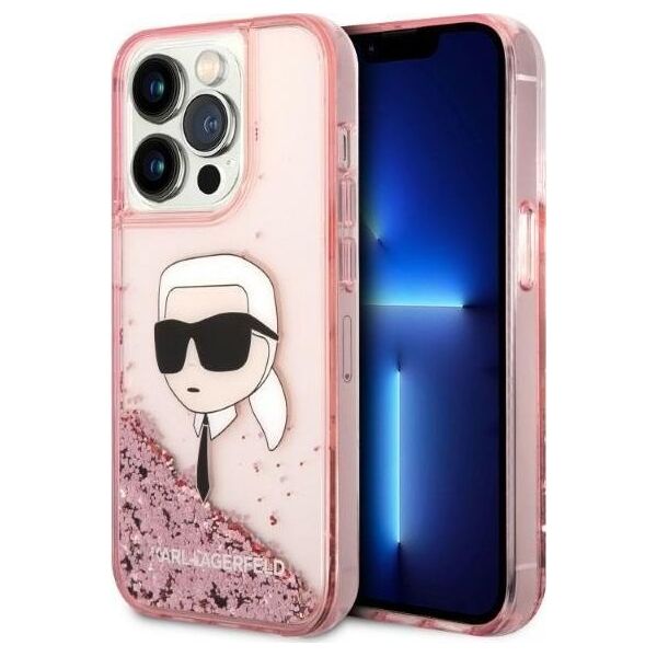 Karl Lagerfeld Etui Karl Lagerfeld KLHCP14LLNKHCP Apple iPhone 14 Pro różowy/pink hardcase Glitter NFT Karl Head