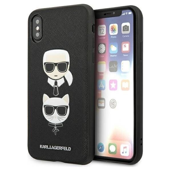 Karl Lagerfeld Etui Karl Lagerfeld KLHCI65SAKICKCBK Apple iPhone XS Max czarny/black hardcase Saffiano Ikonik Karl&Choupette Head
