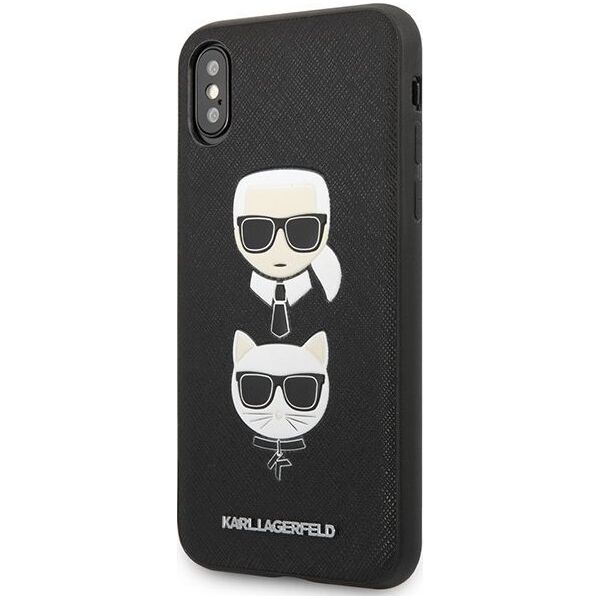 Karl Lagerfeld Etui Karl Lagerfeld KLHCI65SAKICKCBK Apple iPhone XS Max czarny/black hardcase Saffiano Ikonik Karl&Choupette Head