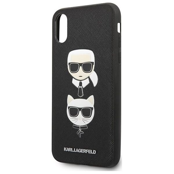 Karl Lagerfeld Etui Karl Lagerfeld KLHCI65SAKICKCBK Apple iPhone XS Max czarny/black hardcase Saffiano Ikonik Karl&Choupette Head