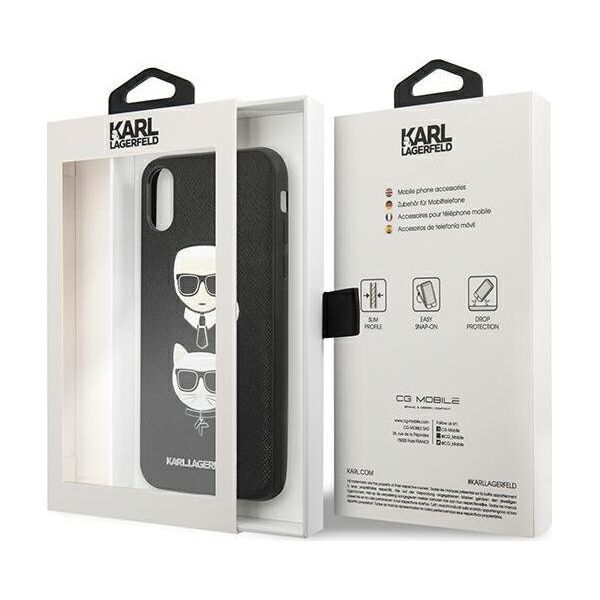 Karl Lagerfeld Etui Karl Lagerfeld KLHCI65SAKICKCBK Apple iPhone XS Max czarny/black hardcase Saffiano Ikonik Karl&Choupette Head