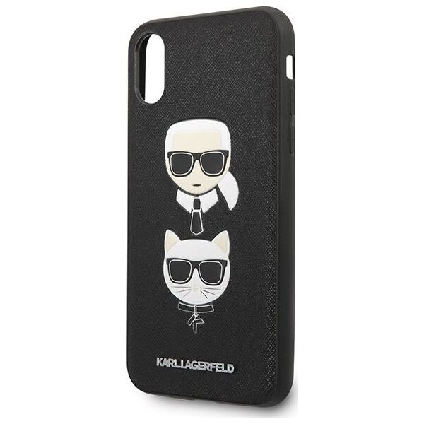 Karl Lagerfeld Etui Karl Lagerfeld KLHCPXSAKICKCBK Apple iPhone XS/X czarny/black hardcase Saffiano Ikonik Karl&Choupette Head