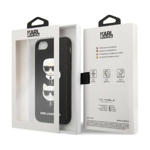 Karl Lagerfeld Etui Karl Lagerfeld KLHCI8SAKICKCBK Apple iPhone SE 2022/SE 2020/8/7 czarny/black hardcase Saffiano Ikonik Karl&Choupette Head