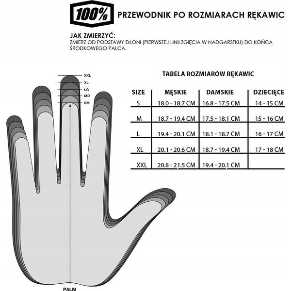 100% Rękawiczki 100% GEOMATIC Gloves Fluo Yellow - XL (długość dłoni 200-209 mm) (NEW 2022)