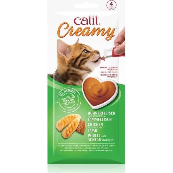 Catit Creamy Chicken & Lamb, mokry przysmak, dla kota, kurczak i jagnięcina, 4szt/opak