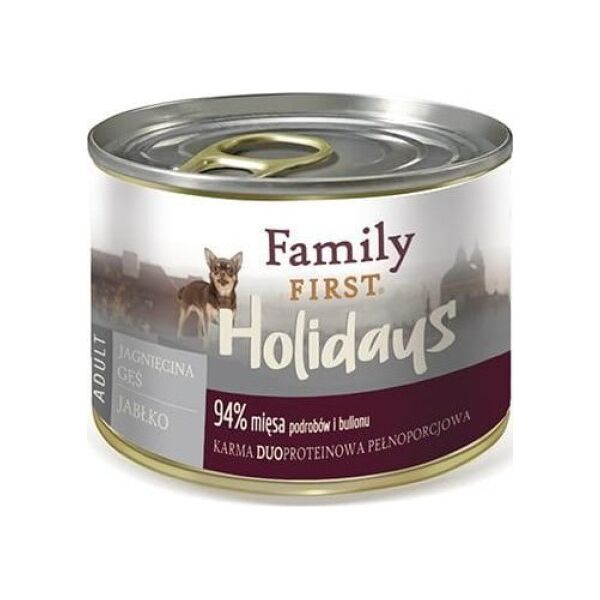 Family First Puszka dla psa, JAGNIĘCINA/GĘŚ/JABŁKO, małe rasy, duoproteina, 200 g