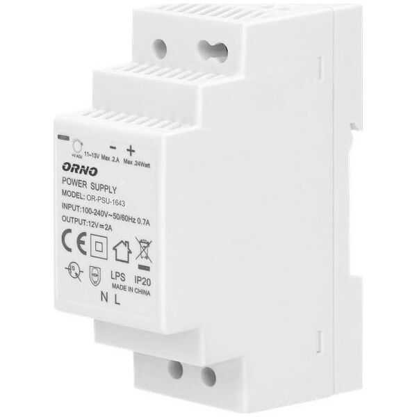 Orno Zasilacz na szynę DIN 12VDC 2A 24W OR-PSU-1643