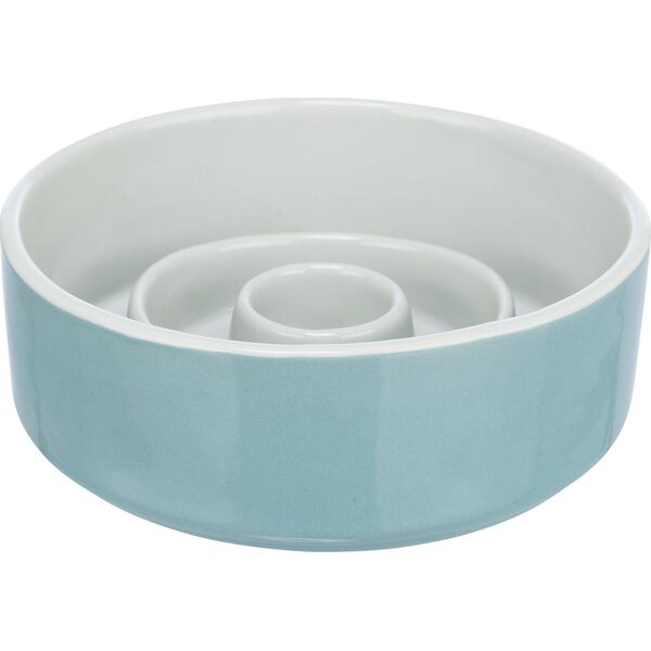 Trixie Slow Feeding, miska ceramiczna, dla psa/kota, szaro/niebieska, 1,1 l/ 17 cm, spowalniająca jedzenie