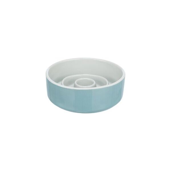 Trixie Slow Feeding, miska ceramiczna, dla psa/kota, szaro/niebieska, 1,1 l/ 17 cm, spowalniająca jedzenie