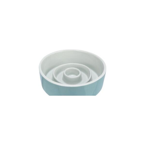 Trixie Slow Feeding, miska ceramiczna, dla psa/kota, szaro/niebieska, 1,1 l/ 17 cm, spowalniająca jedzenie