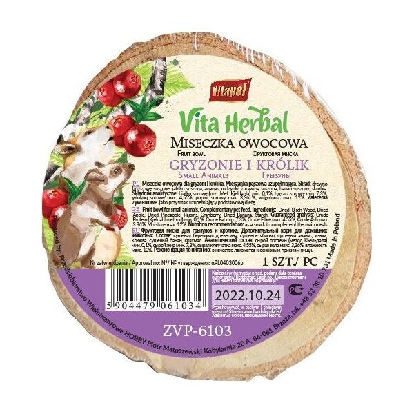 Vitapol Miseczka owocowa dla gryzoni i królika, 1 szt.