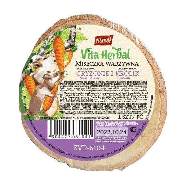 Vitapol Miseczka warzywna dla gryzoni i królika, 1 szt.