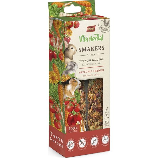 Vitapol Vita Herbal Smakers czerwone warzywa dla gryzoni i królika 90g, 5 szt. display