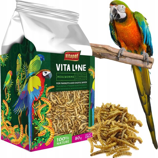 Vitapol Vitaline Larwy mącznika dla papug i ptaków egzotycznych 80g, 4szt/disp