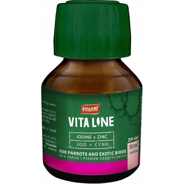 Vitapol Vitaline Cynk + jod dla ptaków egzotycznych 50ml