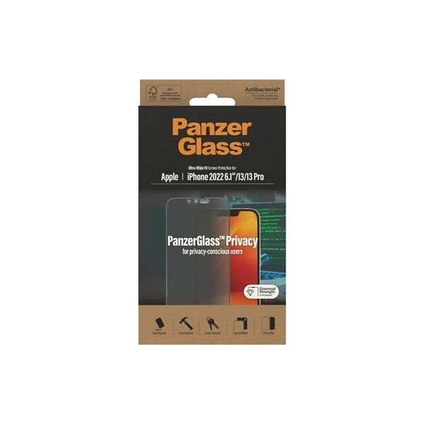 PanzerGlass PanzerGlass Ultra-Wide Fit iPhone 14 / 13 Pro / 13 6,1" Privacy Screen Protection Antibacterial P2771