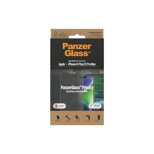 PanzerGlass PanzerGlass Ultra-Wide Fit iPhone 14 Plus / 13 Pro Max 6,7" Privacy Screen Protection Antibacterial Easy Aligner Included P2785