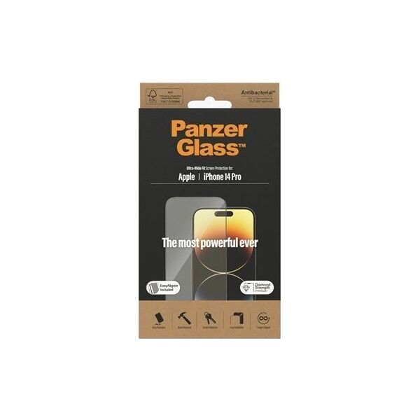 PanzerGlass PanzerGlass Ultra-Wide Fit iPhone 14 Pro 6,1" Screen Protection Antibacterial Easy Aligner Included 2784