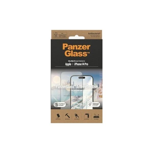 PanzerGlass PanzerGlass Ultra-Wide Fit iPhone 14 Pro 6,1" Screen Protection Anti-reflective Antibacterial Easy Aligner Included 2788