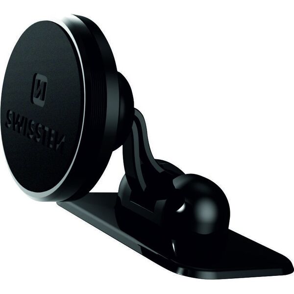 Swissten Uchwyt magnetyczny do telefonu lub GPS Swissten do samochodu, S-Grip Dashboard DM6, czarny, metal, z klejem, czarna, telefon