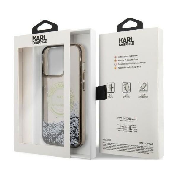 Karl Lagerfeld Karl Lagerfeld Liquid Glitter RSG - Etui iPhone 14 Pro Max (czarny)
