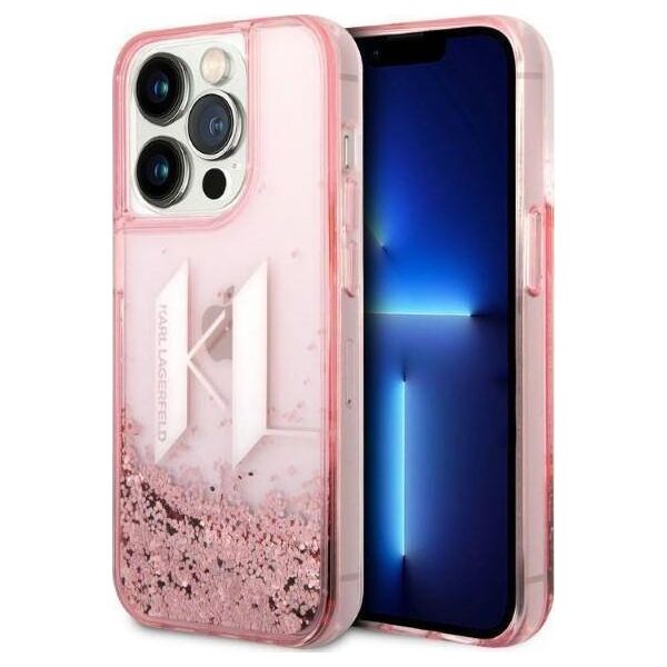 Karl Lagerfeld Etui Karl Lagerfeld Liquid Glitter Big KL HardCase do iPhone 14 Pro różowe