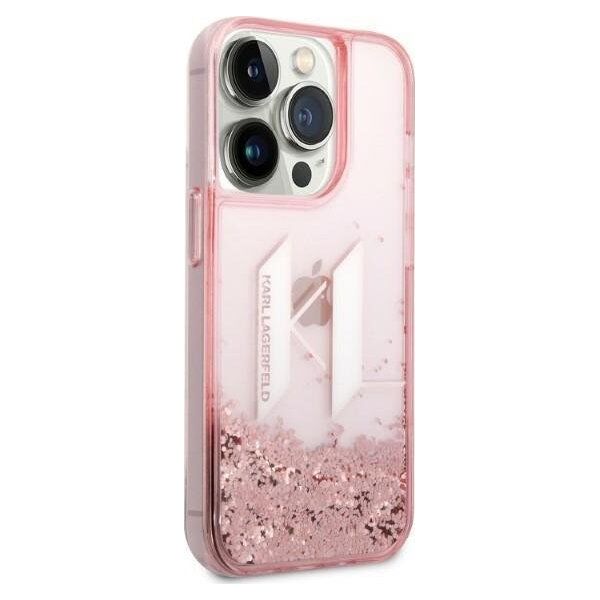 Karl Lagerfeld Etui Karl Lagerfeld Liquid Glitter Big KL HardCase do iPhone 14 Pro różowe
