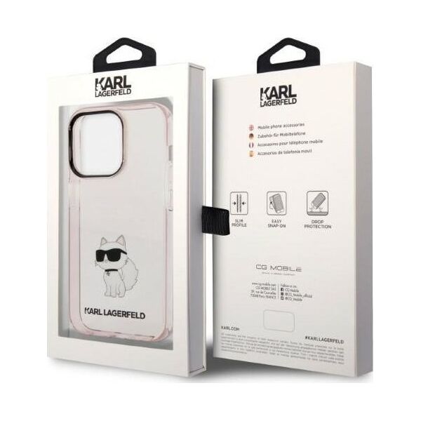 Karl Lagerfeld Etui Karl Lagerfeld KLHCP14LHNCHTCP Apple iPhone 14 Pro różowy/pink hardcase Ikonik Choupette