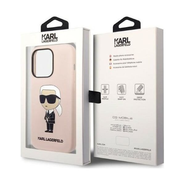 Karl Lagerfeld Etui Karl Lagerfeld KLHMP14XSNIKBCP Apple iPhone 14 Pro Max hardcase różowy/pink Silicone NFT Ikonik Magsafe