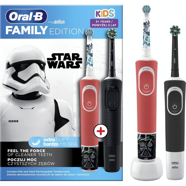 Szczoteczka Oral-B Vitality Kids D100 Star Wars + D103 Czerwona