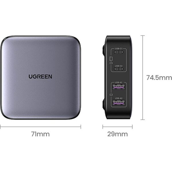 Ładowarka Ugreen Nexode 2x USB-A 2x USB-C  (90747)