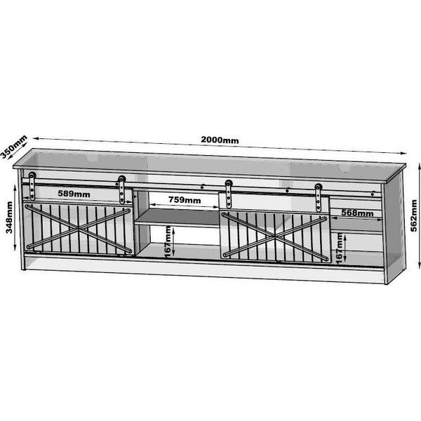 Cama Meble Szafka RTV GRANERO 200x56,7x35 czarny/czarny poł