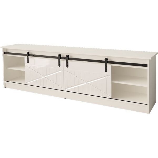 Cama Meble Szafka RTV GRANERO 200x56,7x35 biały/biały połysk