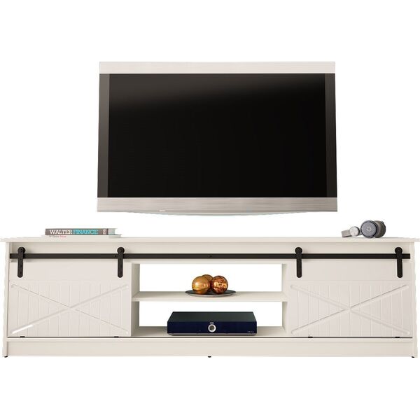 Cama Meble Szafka RTV GRANERO 200x56,7x35 biały/biały połysk