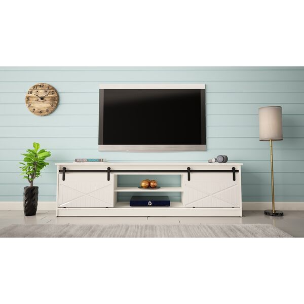 Cama Meble Szafka RTV GRANERO 200x56,7x35 biały/biały połysk