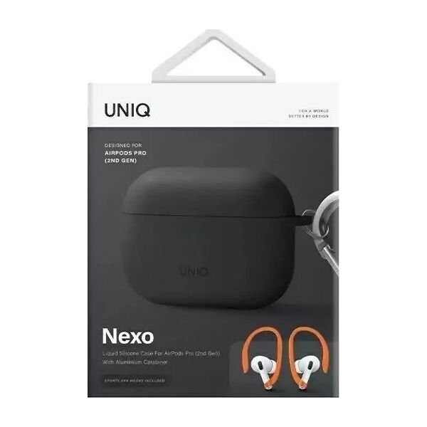Uniq UNIQ etui Nexo AirPods Pro 2 gen + Ear Hooks Silicone szary/charcoal grey