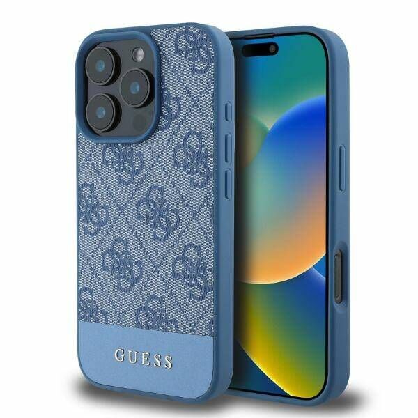 Original Case IPHONE 16 PRO MAX Guess Hardcase 4G Bottom Stripe blue 3666339345518