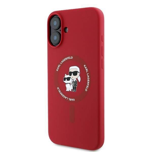 Original Case IPHONE 16 PLUS Karl Lagerfeld Hardcase Silicone Karl&Choupette Ring MagSafe red 3666339318697