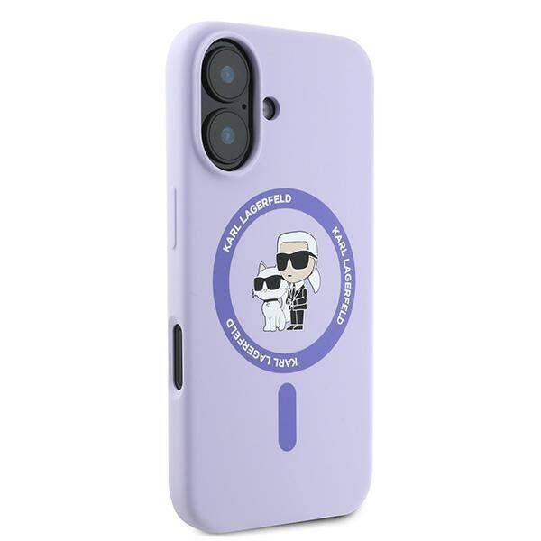 Original Case IPHONE 16 PLUS Karl Lagerfeld Hardcase Silicone Karl&Choupette Ring MagSafe purple 3666339318734