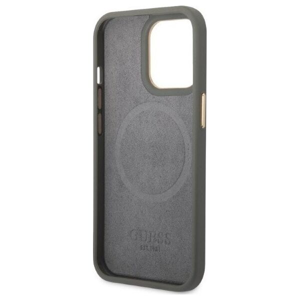 Guess Guess GUHMP13LSAPSTG iPhone 13 Pro / 13 6,1" szary/grey hardcase Peony Logo Plate MagSafe NoSize