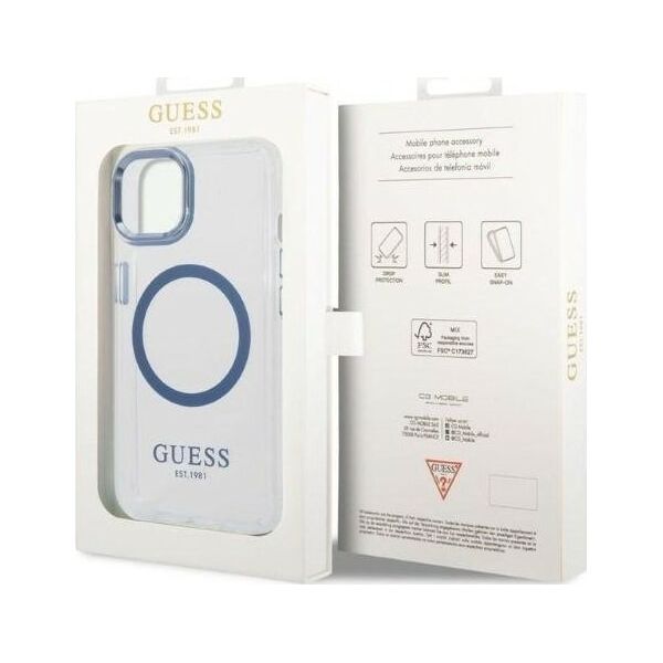 Guess Guess GUHMP14MHTRMB iPhone 14 Plus 6,7" niebieski/blue hard case Metal Outline Magsafe NoSize