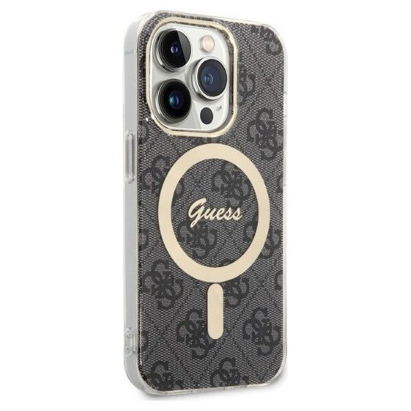 Guess Zestaw Guess GUBPP14XH4EACSK Case+ Charger iPhone 14 Pro Max 6,7" czarny/black hard case 4G Print MagSafe NoSize