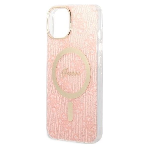 Guess Zestaw Guess GUBPP14MH4EACSP Case+ Charger iPhone 14 Plus 6,7" różowy/pink hard case 4G Print MagSafe NoSize