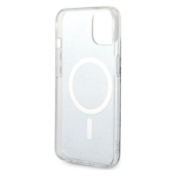 Guess Zestaw Guess GUBPP14SH4EACSB Case+ Charger iPhone 14 6,1" niebieski/blue hard case 4G Print MagSafe NoSize