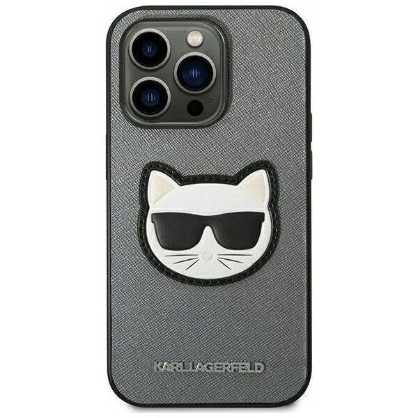 Karl Lagerfeld KARL LAGERFELD IPHONE 14 PRO MAX SILVER CHOUPETTE HEAD PATCH KLHCP14XSAPCHG