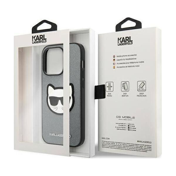 Karl Lagerfeld KARL LAGERFELD IPHONE 14 PRO MAX SILVER CHOUPETTE HEAD PATCH KLHCP14XSAPCHG